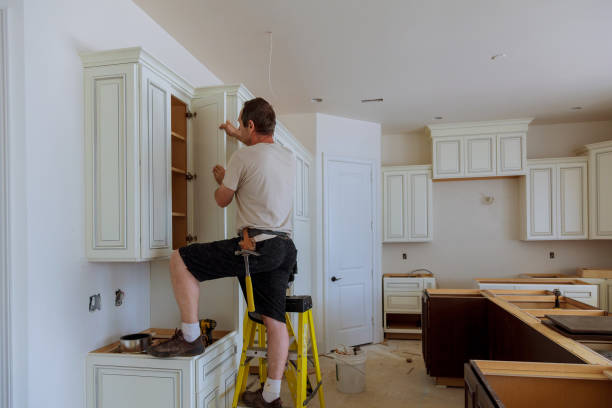 Kitchen island installation in Spring by JMT Kitchen Cabinet